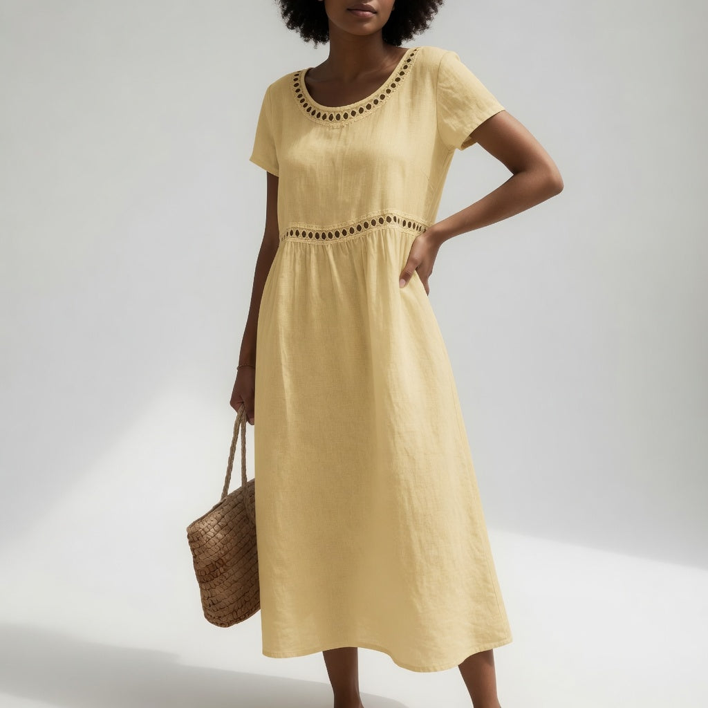 HAZEL | Midi Dress with Eyelet Waist Detail