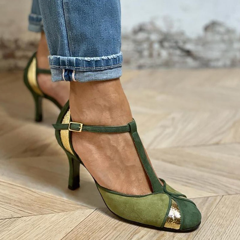 Alessia™ | Patchwork Peep-Toe with Strap