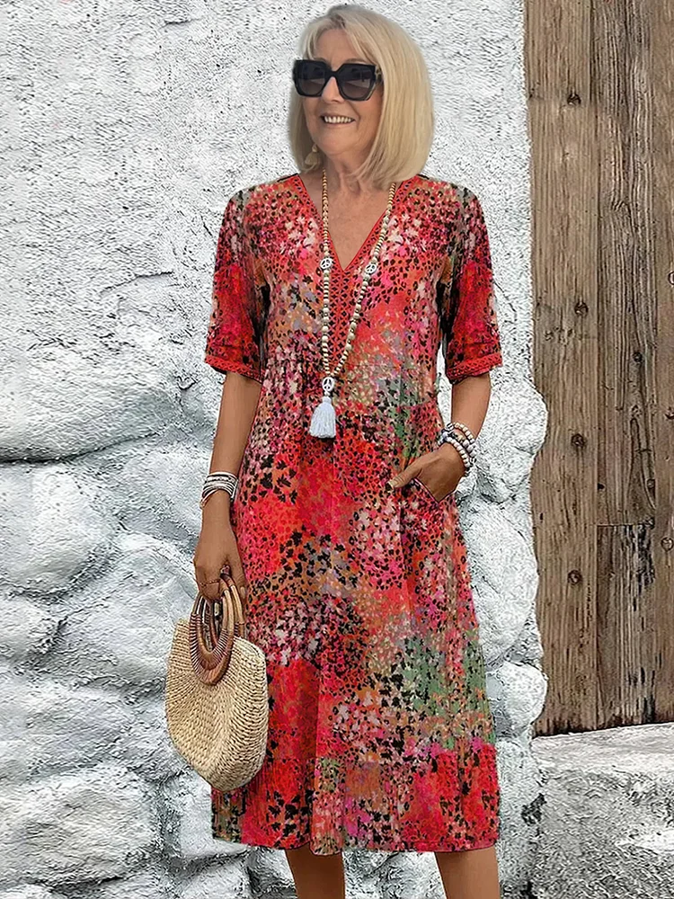 CALLIE | Vibrant Midi Dress Flattering Fit Effortless Style