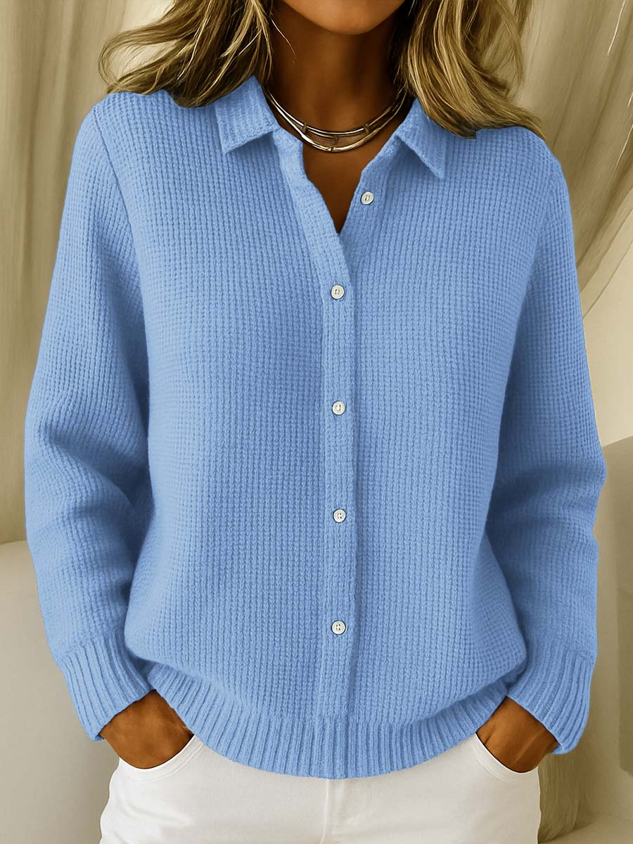 Women's Soft Knit Buttoned Cardigan – Classic Long Sleeves