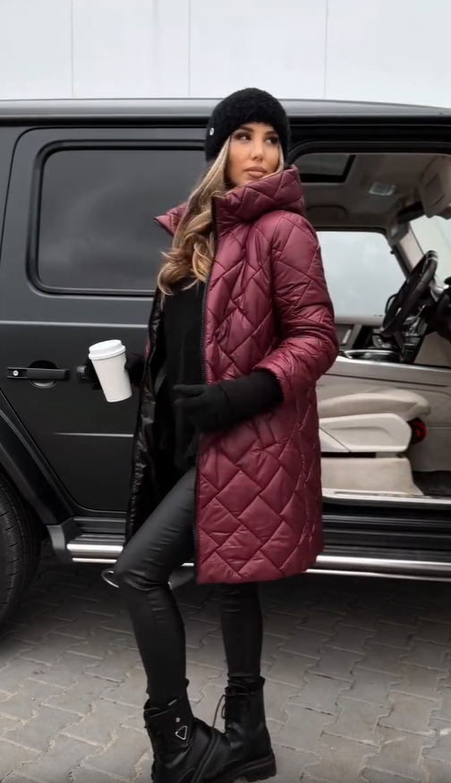 Bogna | Elegant quilted winter coat with hood