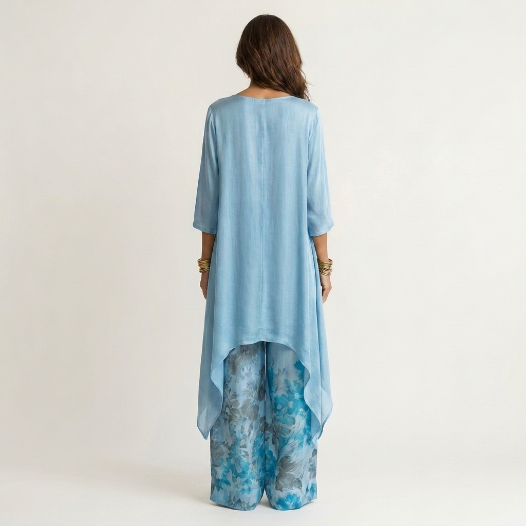 Cariola | Silk Two-Piece Set with Asymmetric Tunic