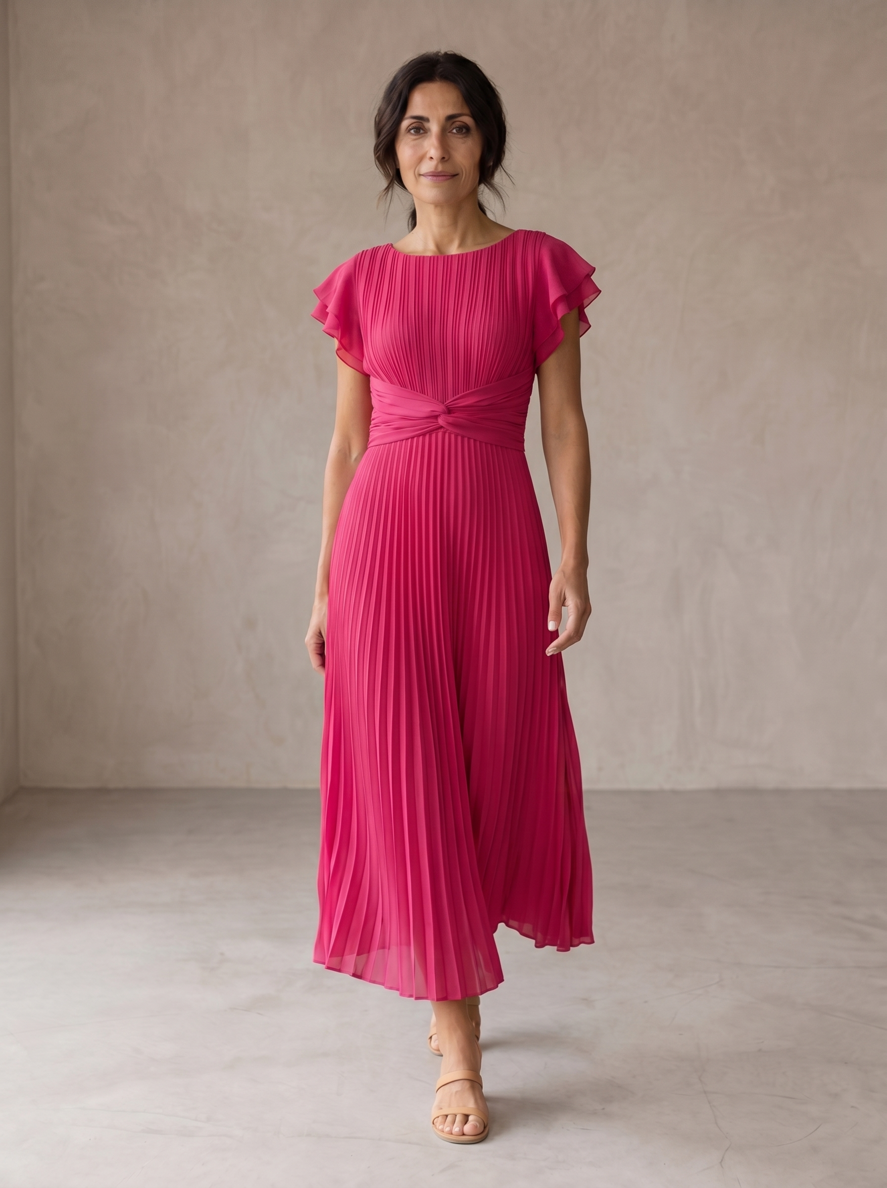 Seraphina | Elegant Pleated Maxi Dress with Knotted Waist