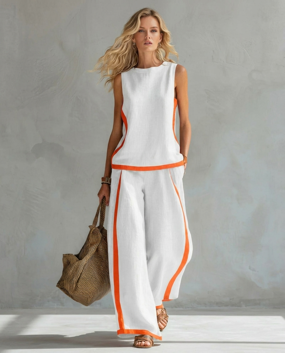 Elisa | Fluid Two-Piece Set with Contrast Details