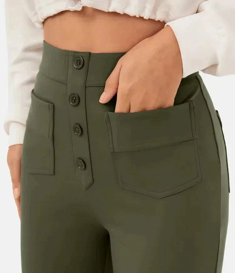 High waist casual elastic pants