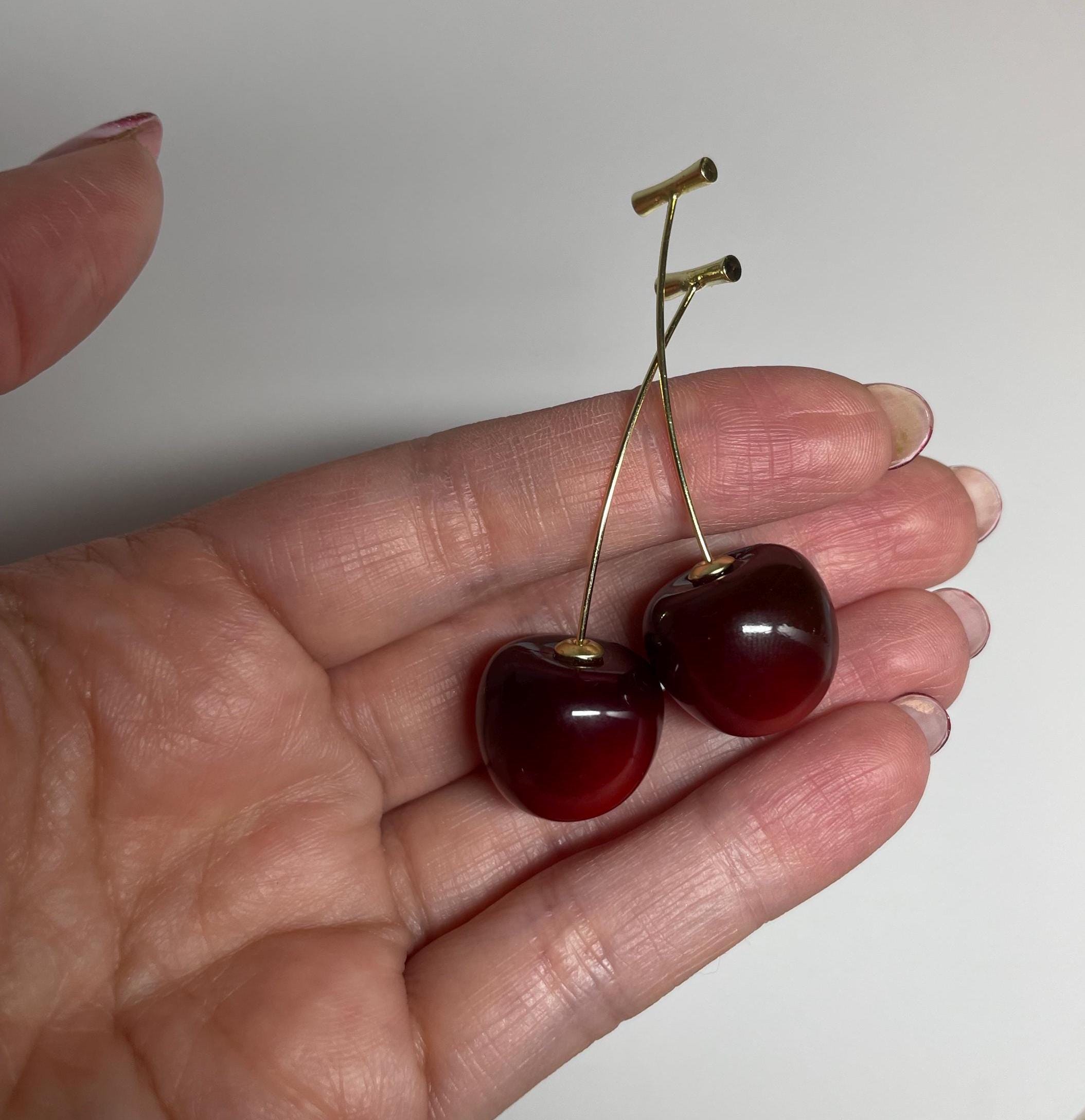 Blood Red Cherry Earrings, Y2K Jewelry, Y2K, Coquette, Lightweight, White Elephant Gift, Galentine's Party, Cute Earrings
