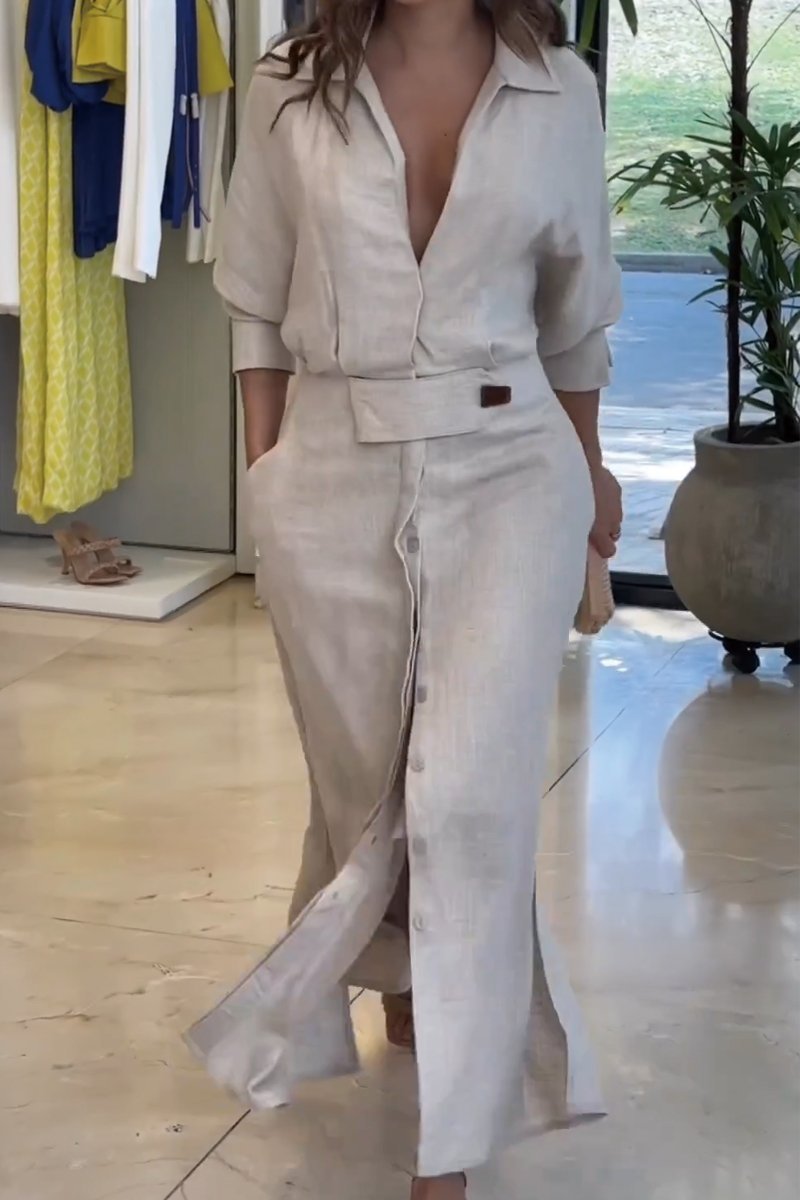 ELISABETTA | Elegant Maxidress with V-Neck and Flowing Cut for a Chic Summer