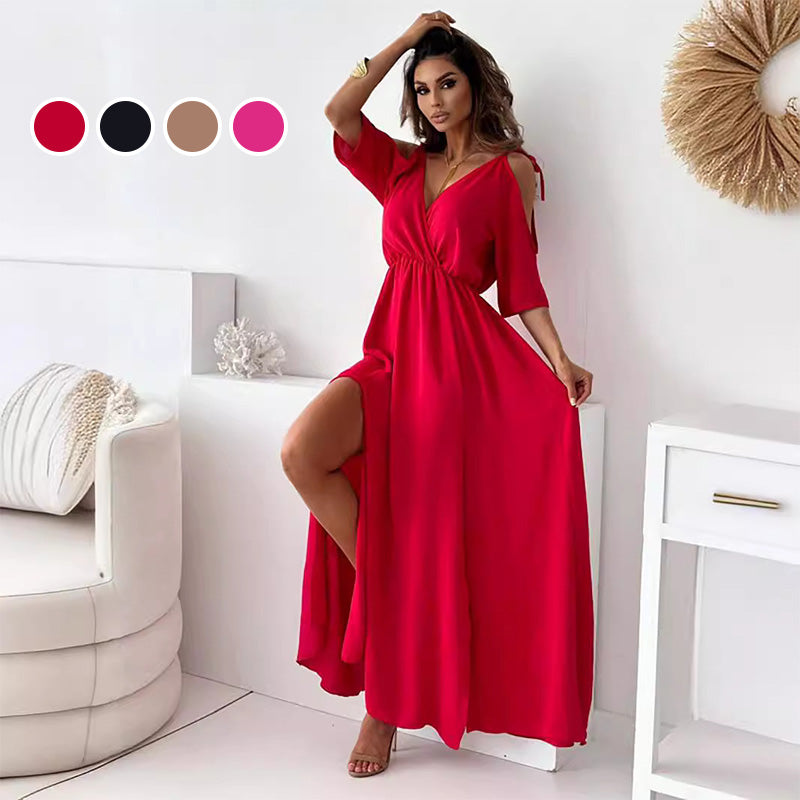 ISABELLA | Elegant Dress with Side Split and V-Neck for a Flattering and Feminine Style