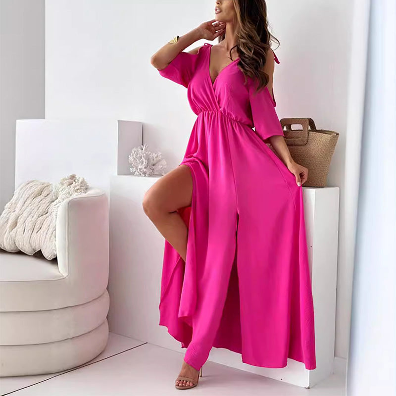 ISABELLA | Elegant Dress with Side Split and V-Neck for a Flattering and Feminine Style