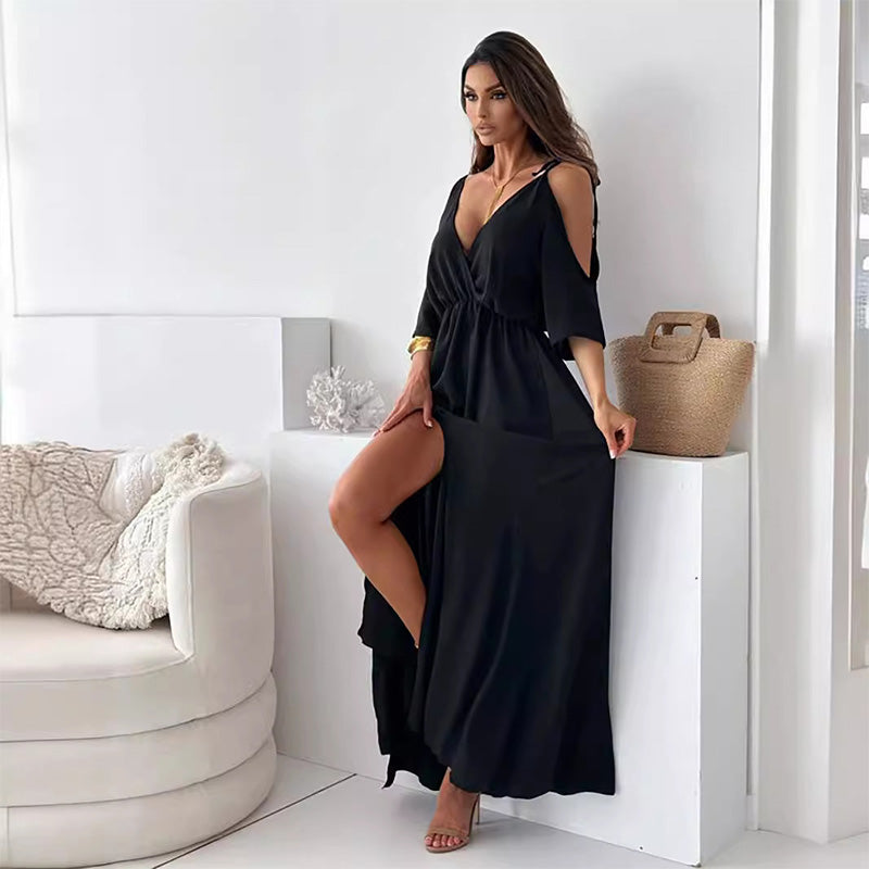 ISABELLA | Elegant Dress with Side Split and V-Neck for a Flattering and Feminine Style