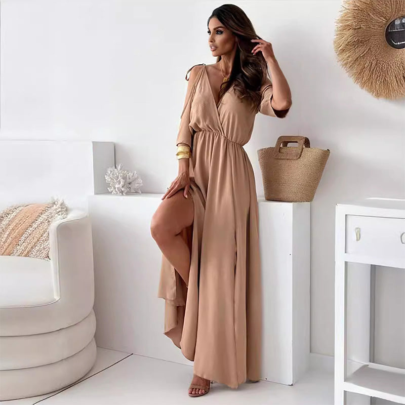 ISABELLA | Elegant Dress with Side Split and V-Neck for a Flattering and Feminine Style