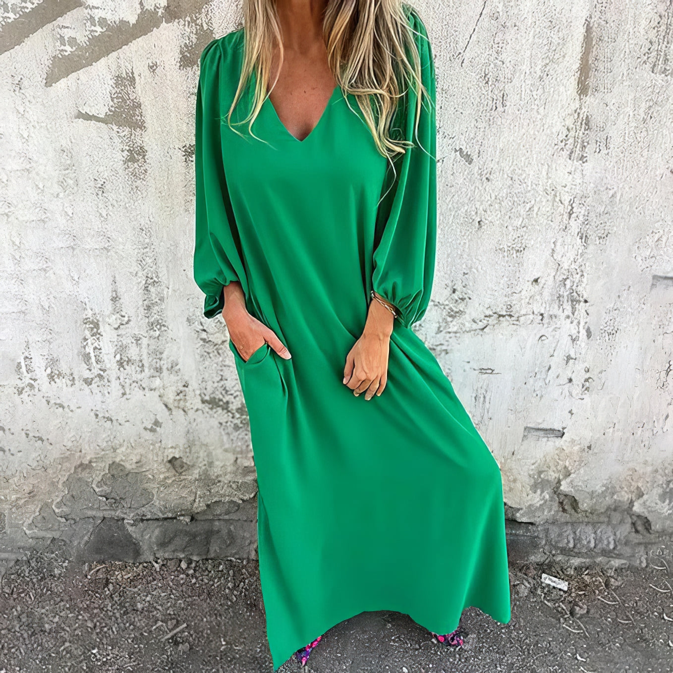 LIVIA | Long Bohemian Dress with Pockets and Styled Cut
