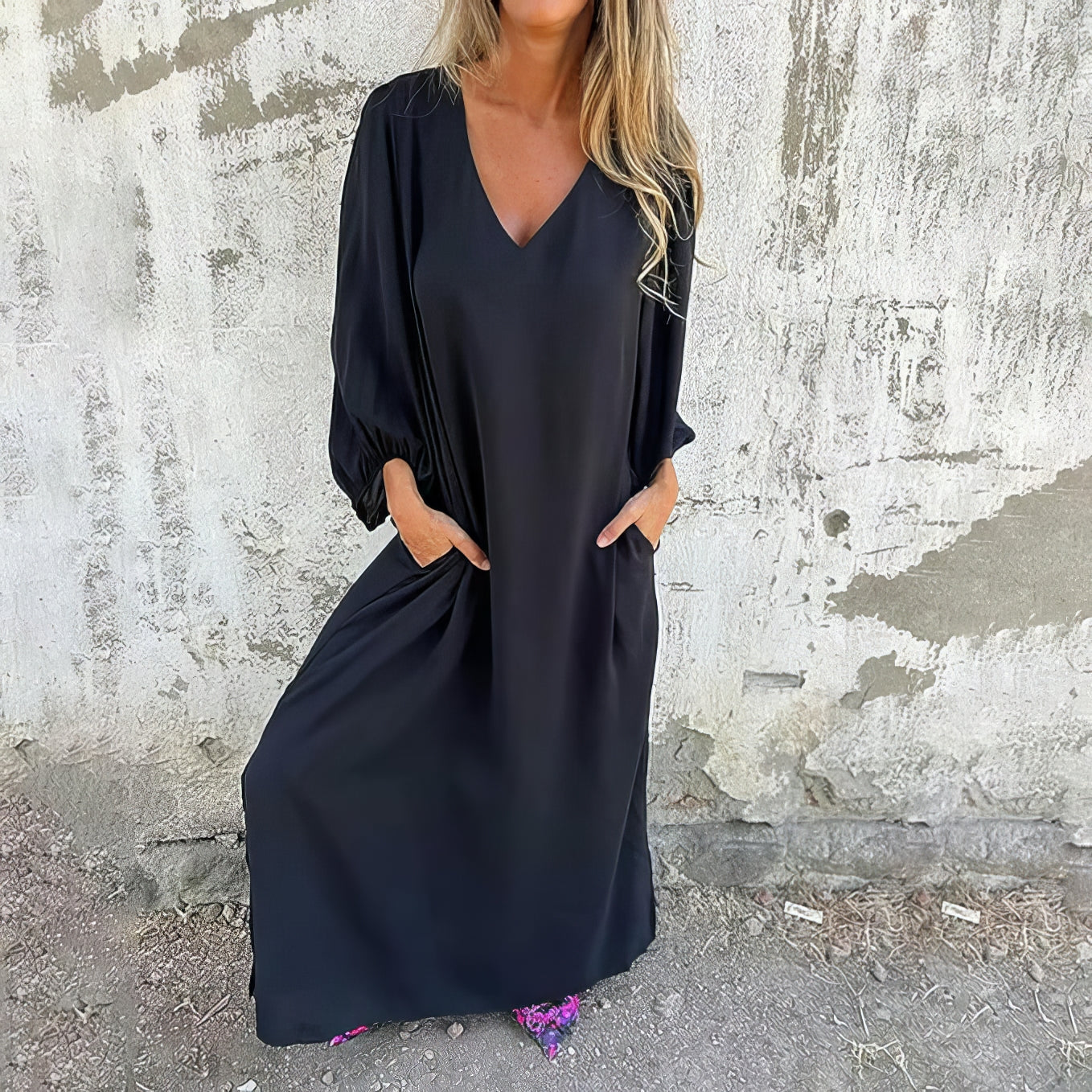 LIVIA | Long Bohemian Dress with Pockets and Styled Cut
