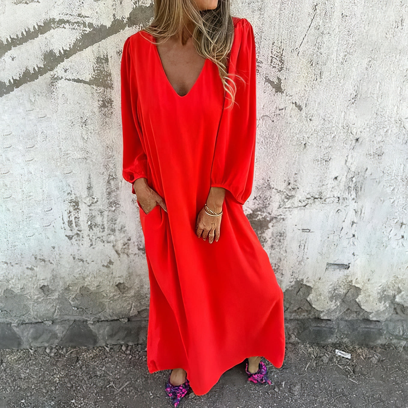 LIVIA | Long Bohemian Dress with Pockets and Styled Cut
