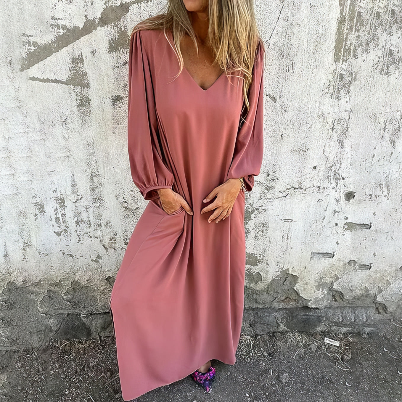 LIVIA | Long Bohemian Dress with Pockets and Styled Cut